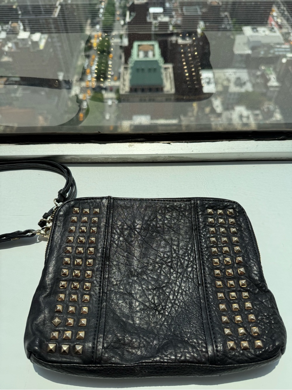 Black Studded Leather Pouch